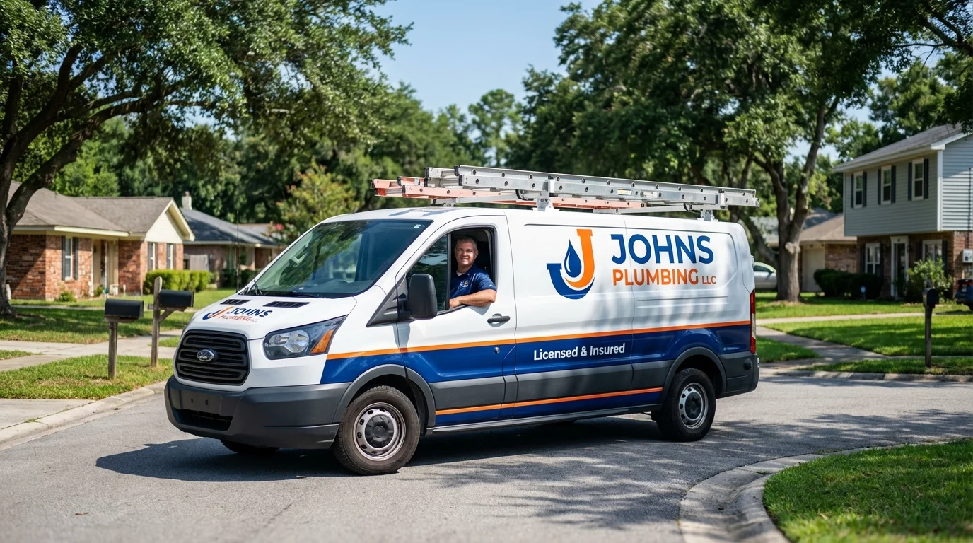 Johns Plumbing LLC service van in Livingston, AL