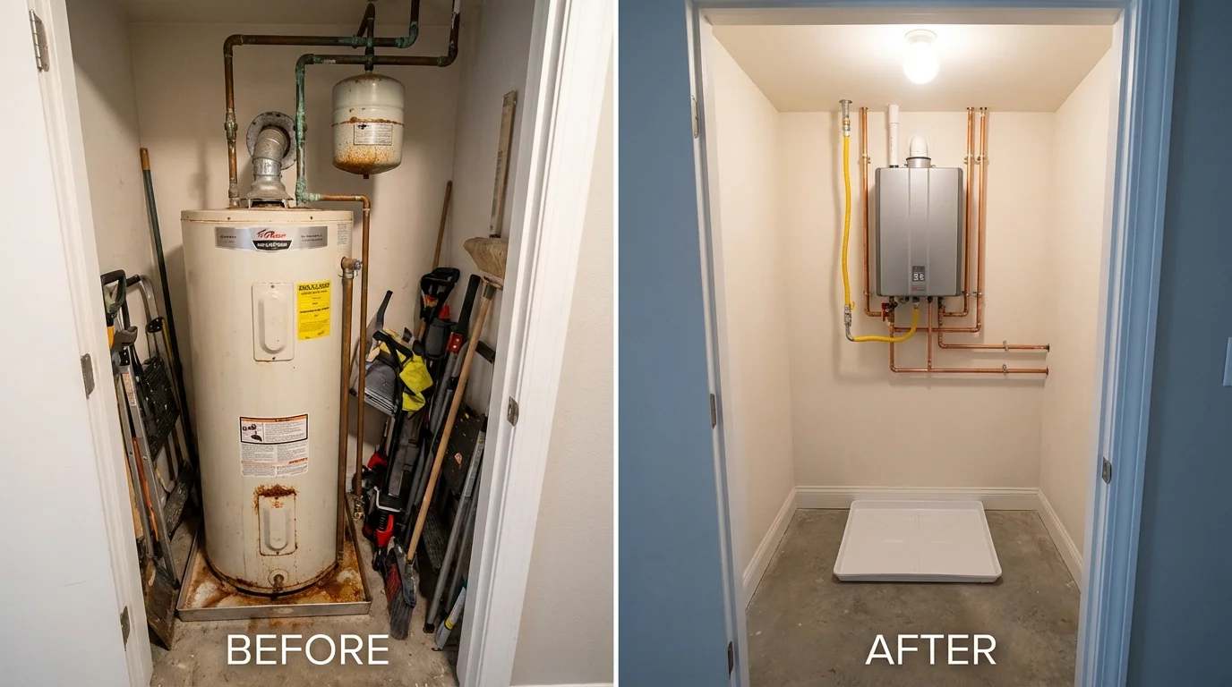 Tank water heater versus wall-mounted tankless unit comparison for Livingston, AL homeowners